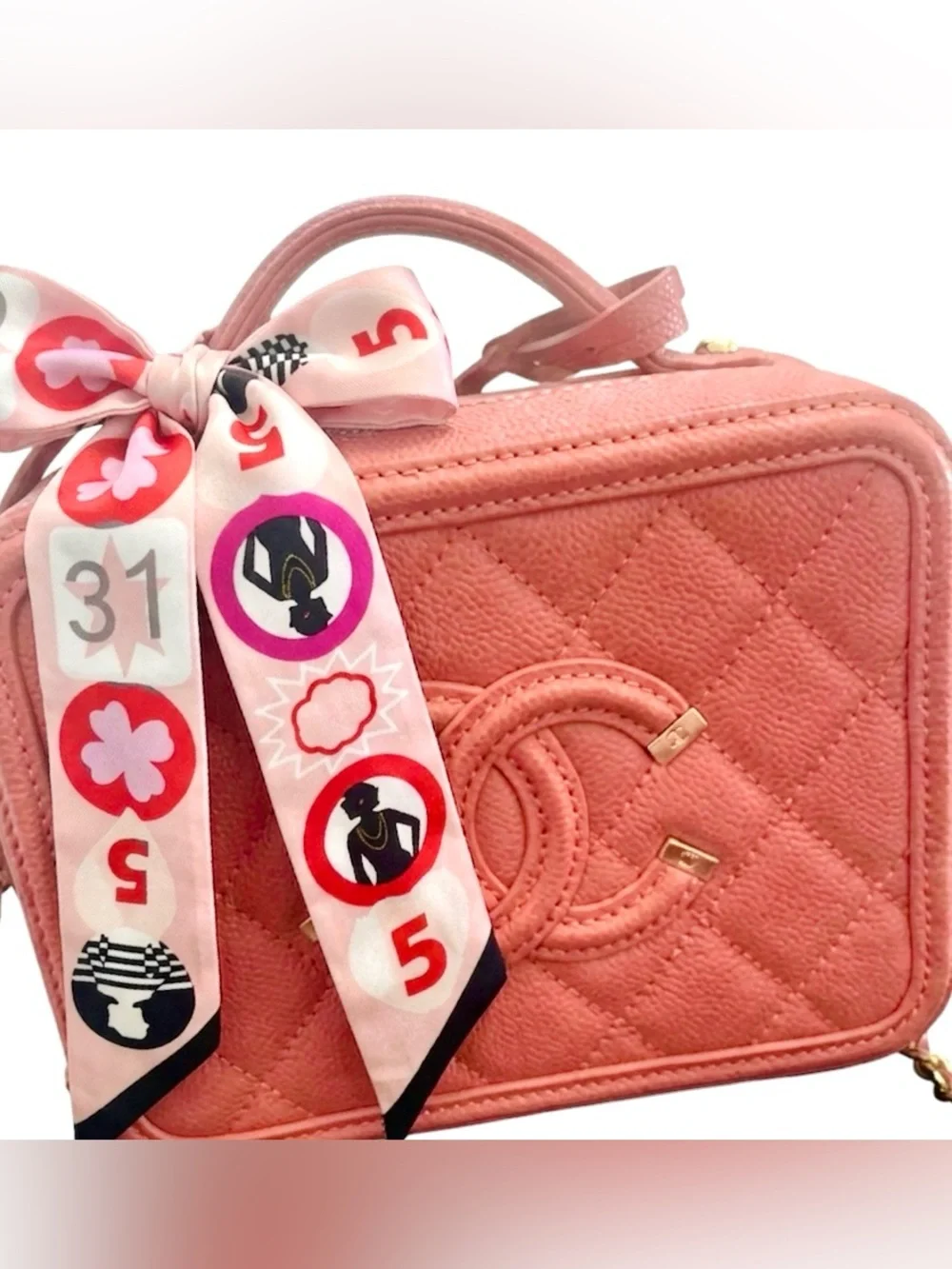 Retro Pink Graphic Skinny Scarf | Twilly Hair Scarf | Y2K Headband Neck Scarf